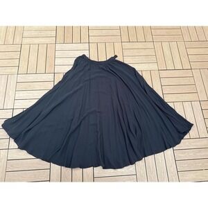 Adolfo black half circle maxi silk skirt